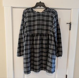 Wild Fable Plaid Black and White Flannel Dress, Size S
